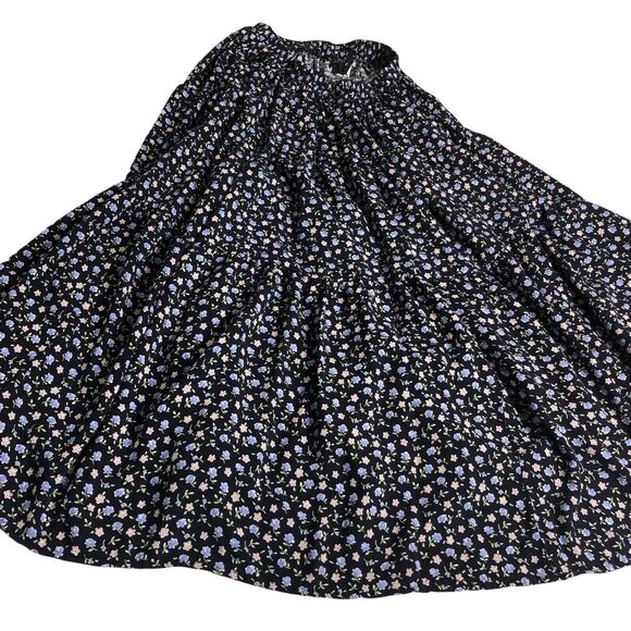 Vintage Enywear Enytime Skirt OS Petite Blue Floral Tiered Midi Cottagecore Boho - Picture 5 of 14